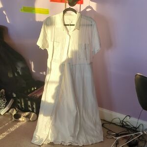 Elegant White Striped Dress
